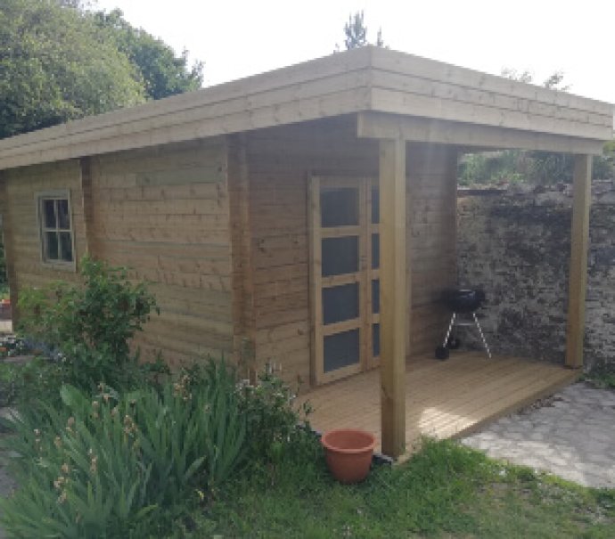 Abri de jardin en bois Toit Terrasse avec auvent